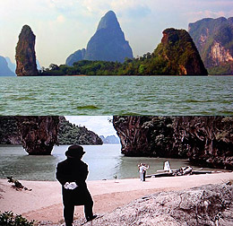 Bahía de Phang Nga, donde se rodó 'El hombre de la pistola de oro' (abajo),