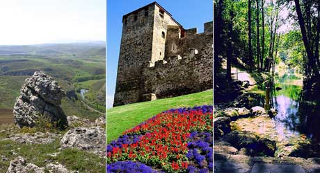 Tres paradas de la ruta: Aguilar de Campoo, Ponferrada y el nacimiento del río Ebro.